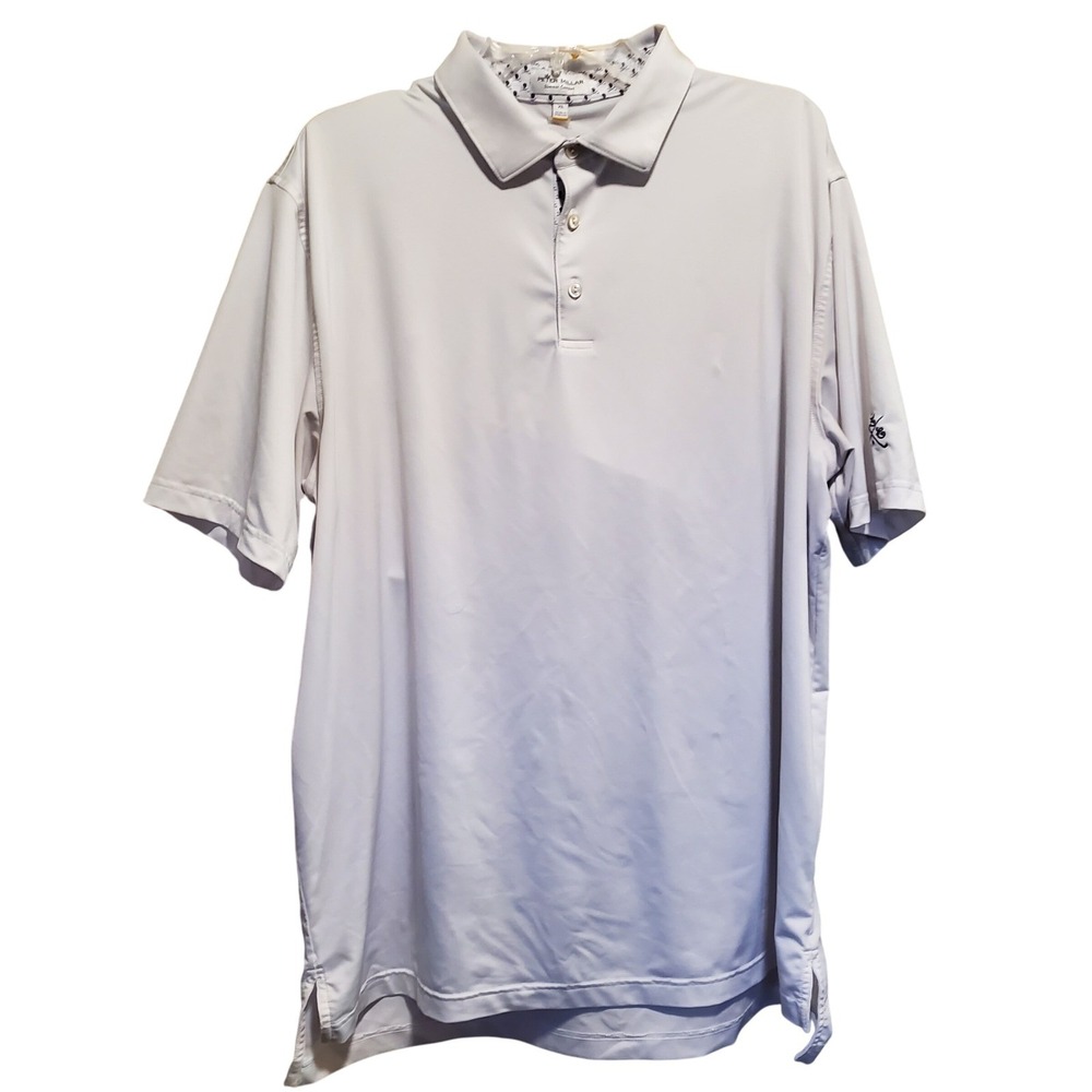 Peter Millar Summer Comfort Polo Shirt XL Gray Skull Golf Short Sleeve